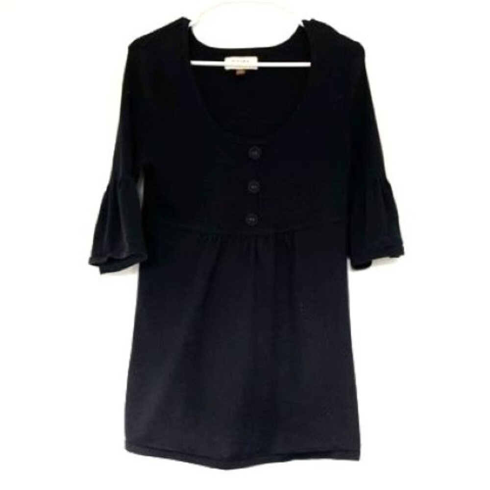 Sonoma Black Tunic with 3/4 Ruffle Sleeves